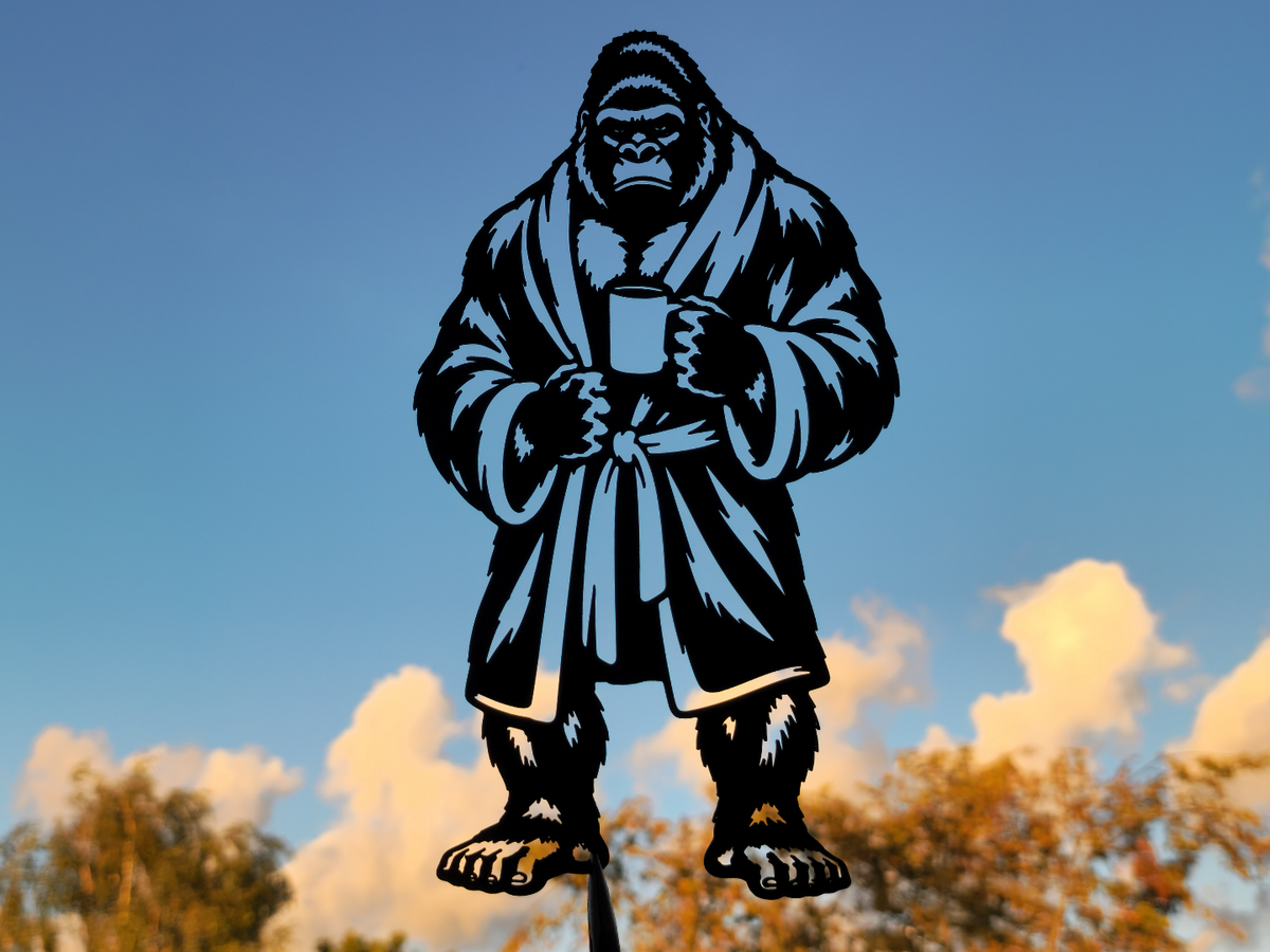Gorilla Morgenkaffee Wandkunst Wandbild Wanddeko Wanddekoration Tierfigur
