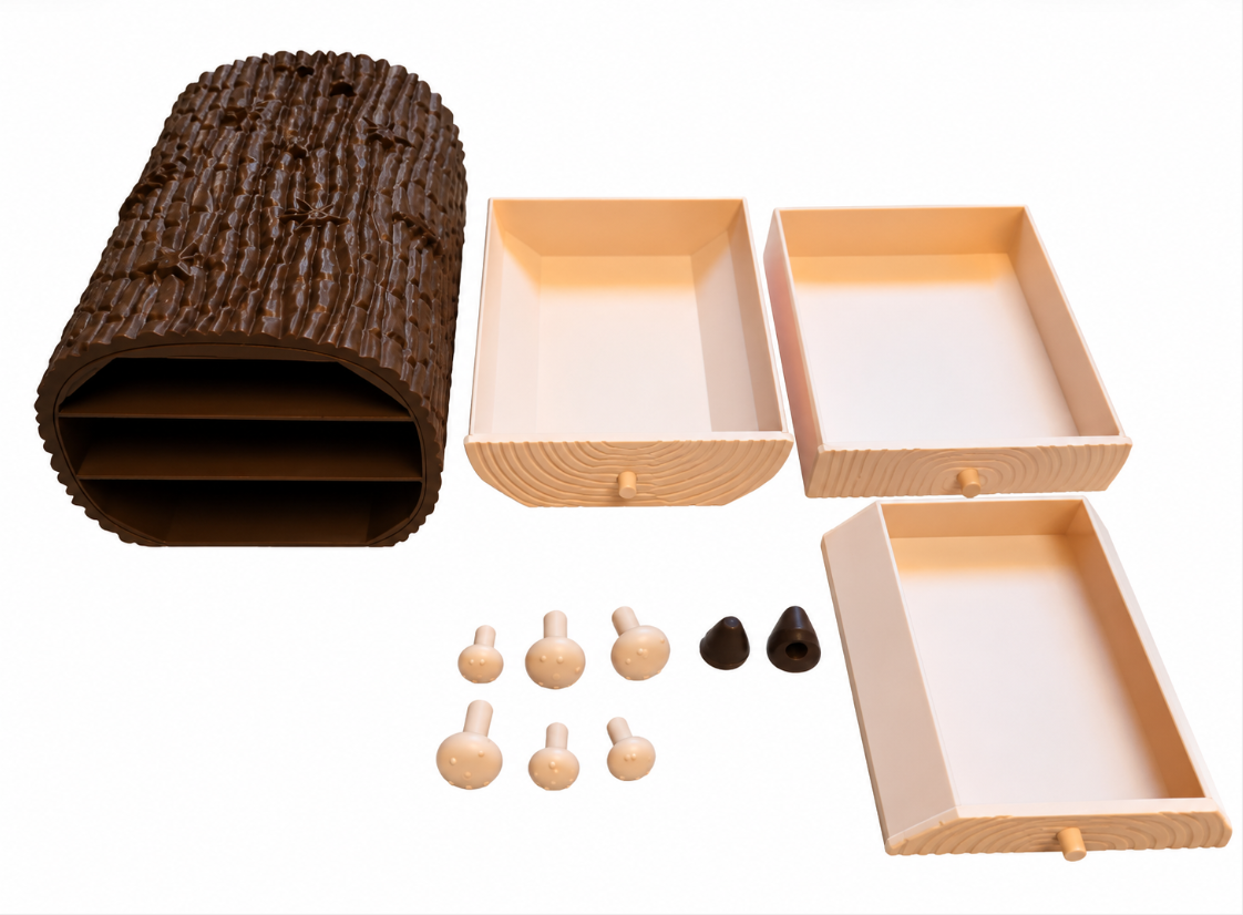 Herbst-Holzscheit-Box mit 3 Schubladen Figur Deko Statue Skulptur Geschenk