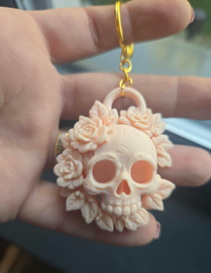 Totenkopf & Rosen-Anhänger Schlüsselanhänger oder ohne Kette Schmuck Charm