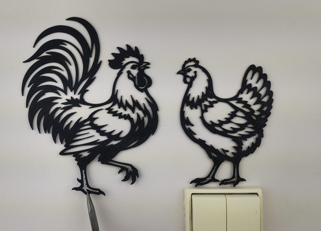 Hahn und Henne 2D Wandkunst Wandbild Wanddeko Wanddekoration Tierfigur