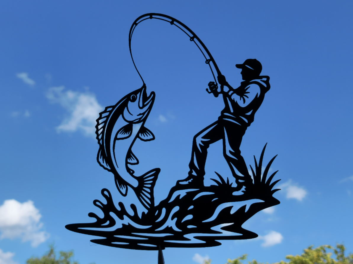 Bass-Angeln Wandkunst Wandbild Wanddeko Wanddekoration Tierfigur Tiere