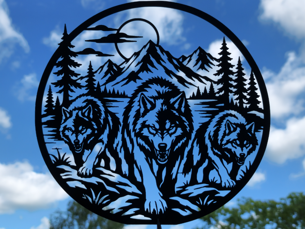 Wolfsrudel Bergwald 2D Wandkunst Wandbild Wanddeko Wanddekoration Tiere