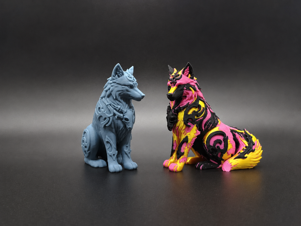 Mystische Stammeswolf-Figur Ein & Mehrfarbig