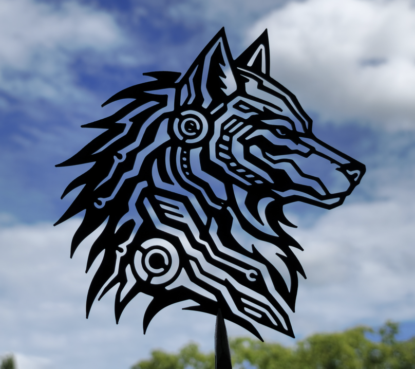 Cyber-Wolfkopf Wandkunst-Deko Wandbild Wanddeko Wanddekoration Tierfigur