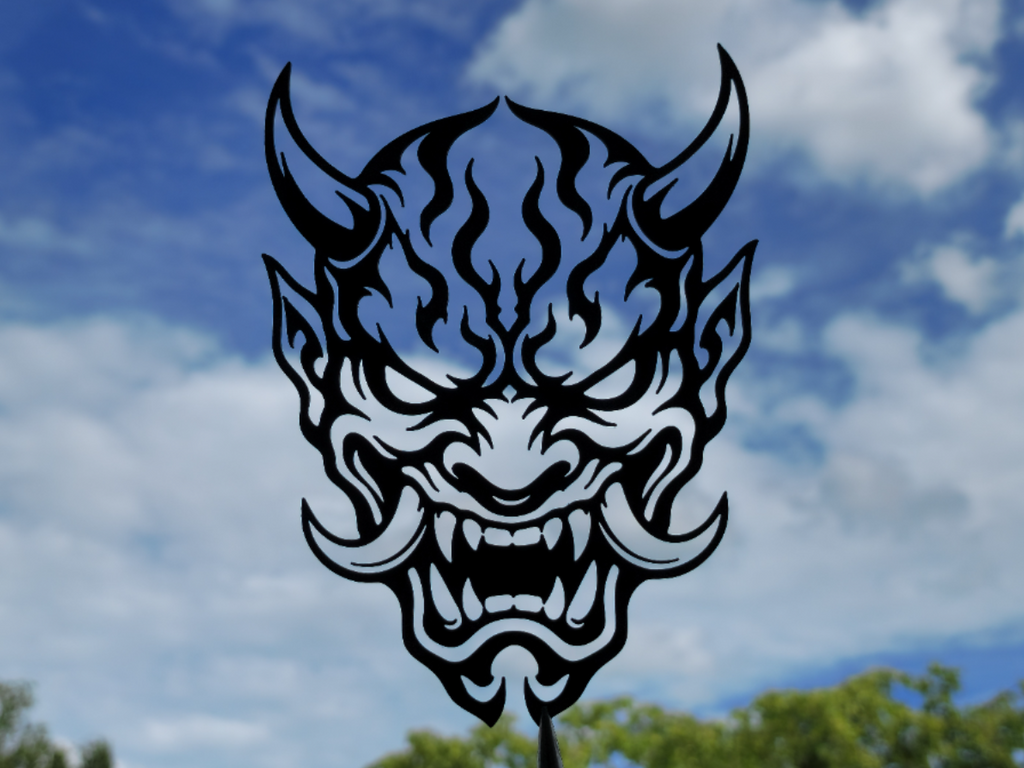 Oni Dämonenmaske Wandkunst Deko Wandbild Wanddeko Wanddekoration Fantasy