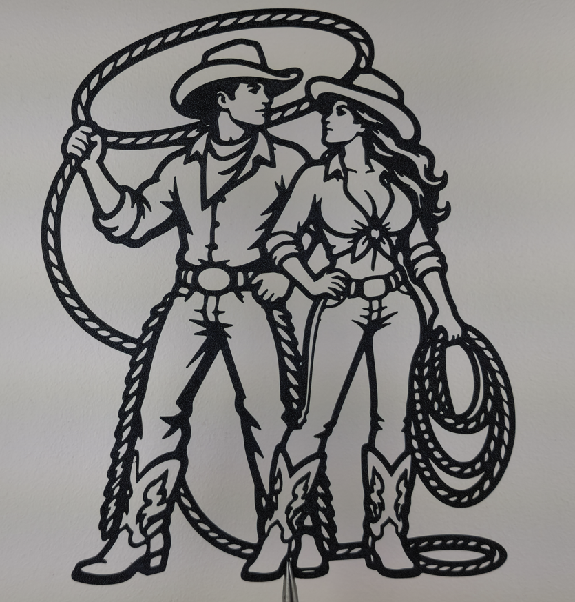 Cowboy-Paar 2D Wandkunst Wandbild Wanddeko Wanddekoration Valentinstag