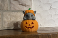 Teelichthalter Kürbis mit Nashorn Halloween Deko