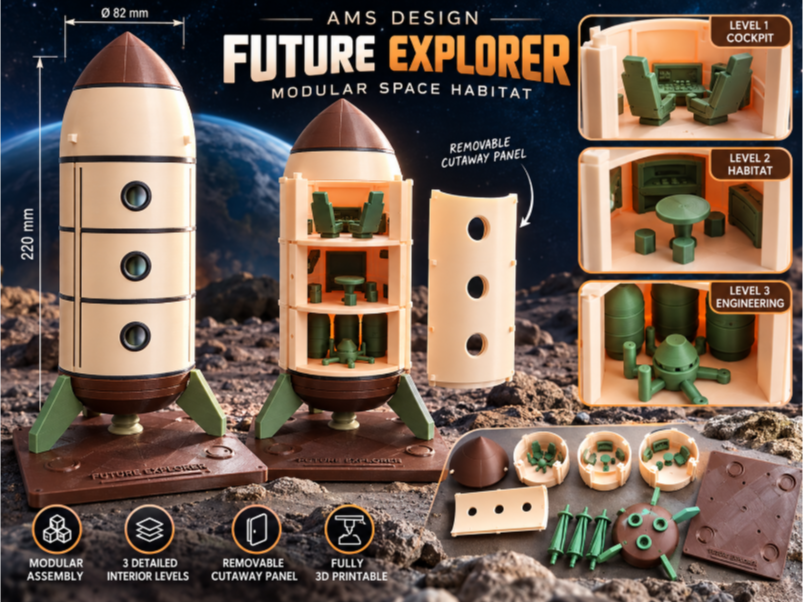 Future Explorer Modulares Weltraum-Habitat Figur Deko Statue Skulptur