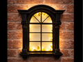 Gotische viktorianische Fenster-Leuchtbox Figur Deko Statue Vintage