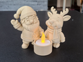 Weihnachtlicher Teelichthalter mit Weihnachtsmann & Rentier Kerzenhalter