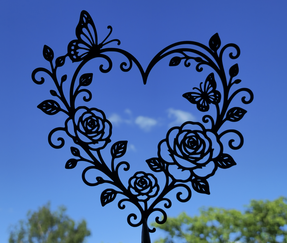Florales Herz Schmetterling 2D Wandkunst Wandbild Wanddeko Wanddekoration