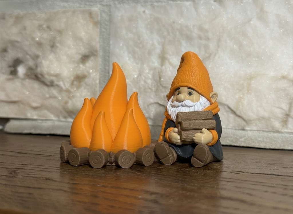 Teelichthalter Lagerfeuer mit Wichtel