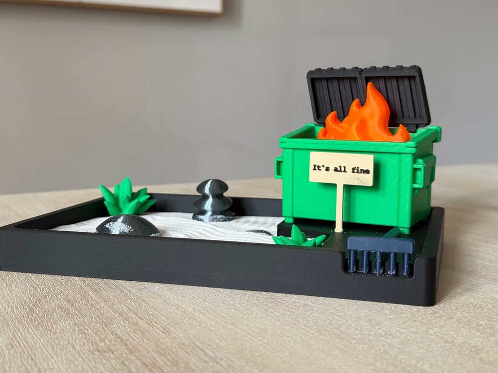 Zen-Garten Müllcontainer mit Teelicht-Feuer