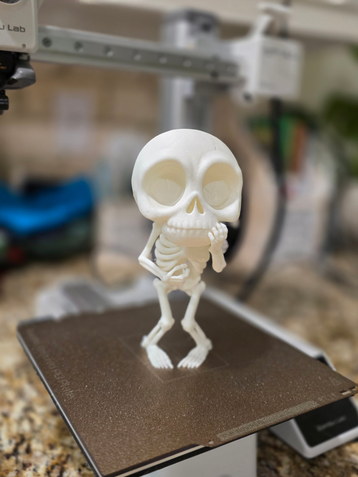 Skelett Figur entspannt schüchtern