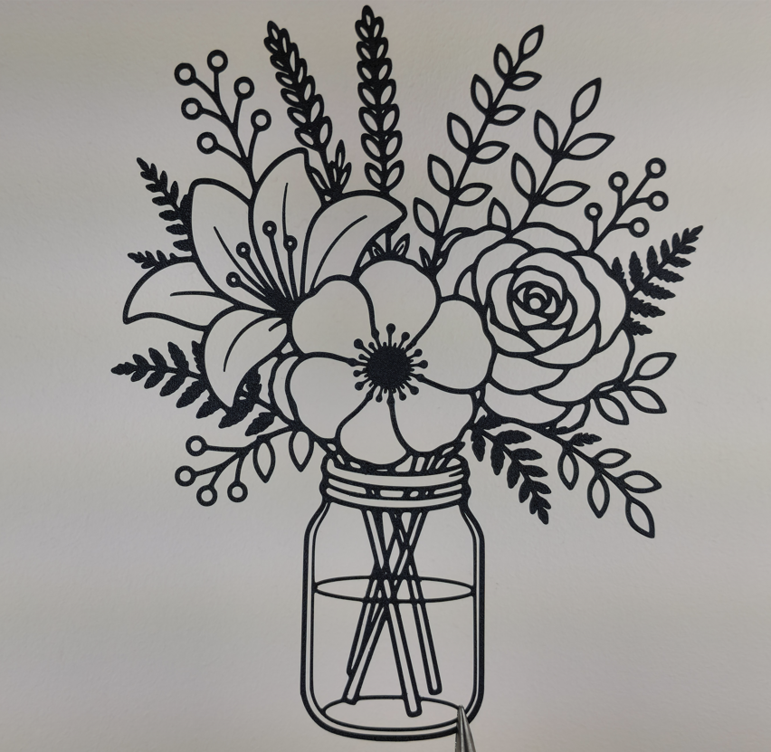 Blumenstrauß im Einmachglas 2D Wandkunst Wandbild Wanddeko Wanddekoration