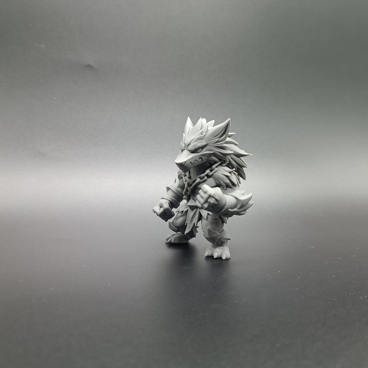 Bestien-Gladiator Chibi Fantasy Werwolf-Krieger Figur Deko