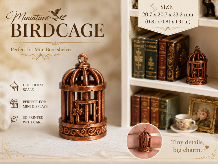 Mini viktorianischer Vogelkäfig Mini-Bücherregal-Ausgabe Figur Deko Statue