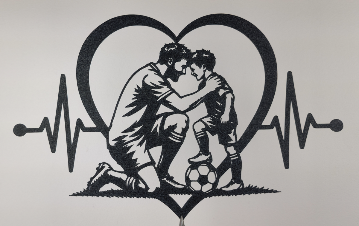 Vater und Sohn Fußball Herzschlag Wandkunst Dekor Wandbild Wanddeko Liebe