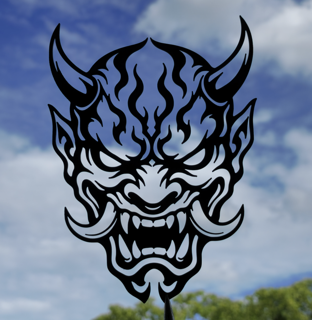 Oni Dämonenmaske Wandkunst Deko Wandbild Wanddeko Wanddekoration Fantasy