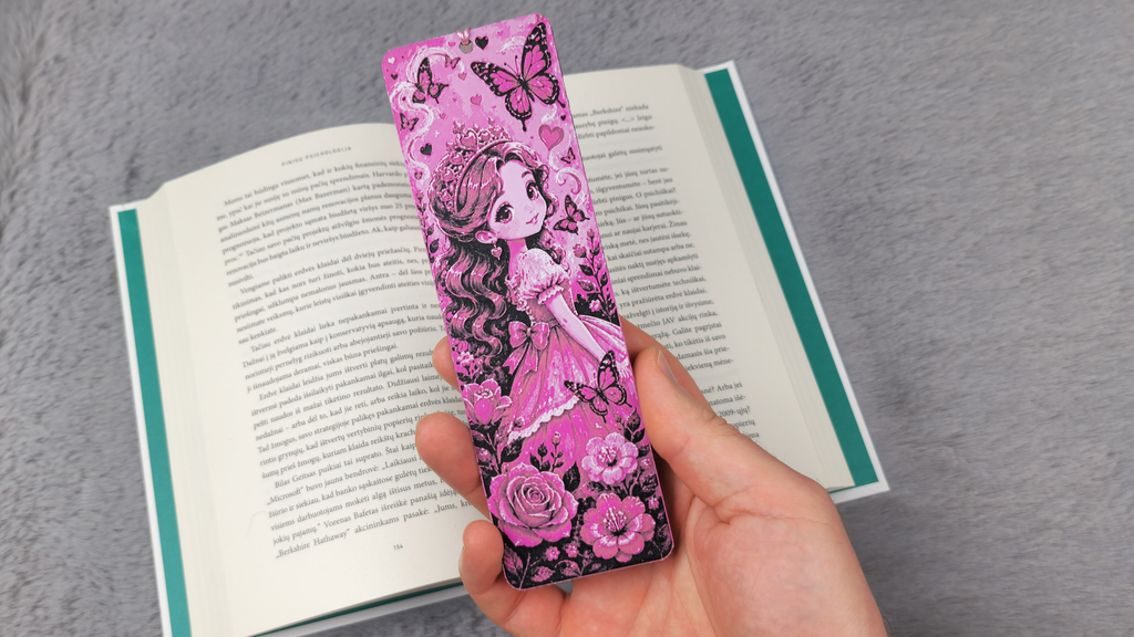 Wandbild Pinke Prinzessin Schmetterling HueForge Lesezeichen mehrfarbig