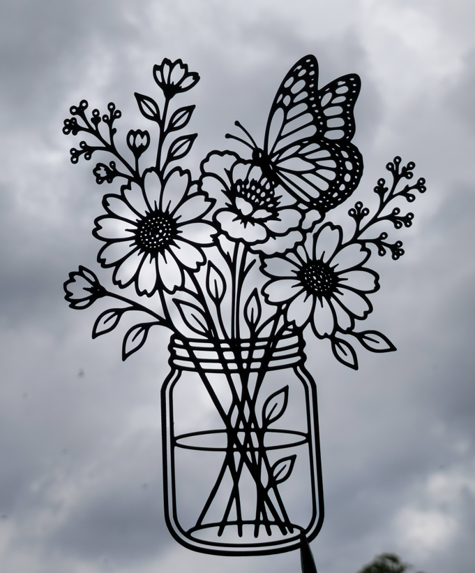 Schmetterlings-Blumenstrauß Wandkunst Wandbild Wanddeko Wanddekoration