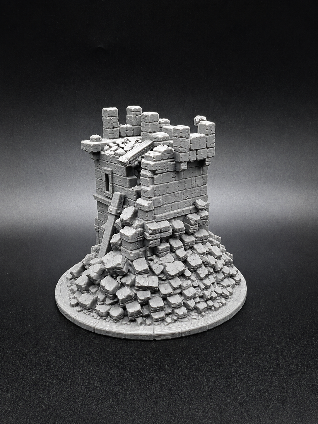 Verfallener Mittelalterlicher Steinschlossturm RPG Miniatur