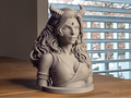 Gehörntes Mädchen mit Locken Figur Deko Statue Skulptur Dekoration Vitrine