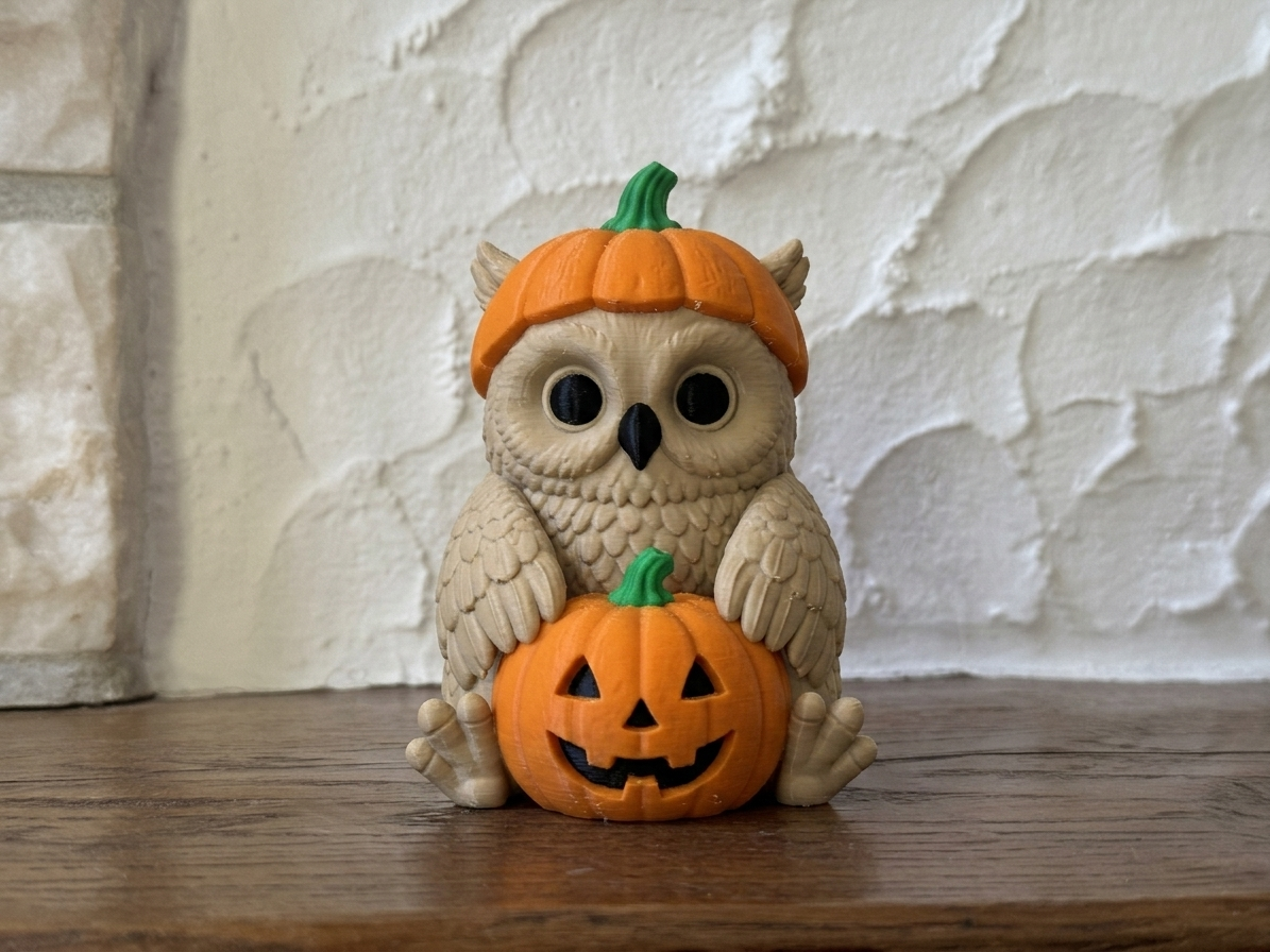 Halloween Figur Eule im Kürbis Deko