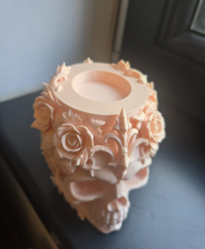 Gotischer Rosen-Totenkopf LED Kerzenhalter Teelichthalter Deko Halloween
