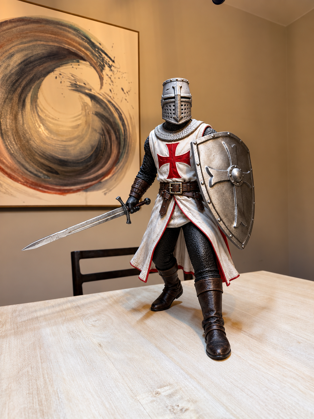 Statue Kreuzritter mittelalterlich 50 cm