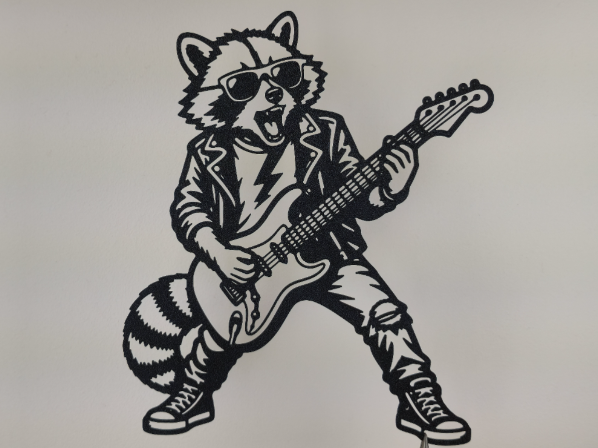 Rockstar-Waschbär Gitarren-Wandkunst Wandbild Wanddeko Wanddekoration Deko