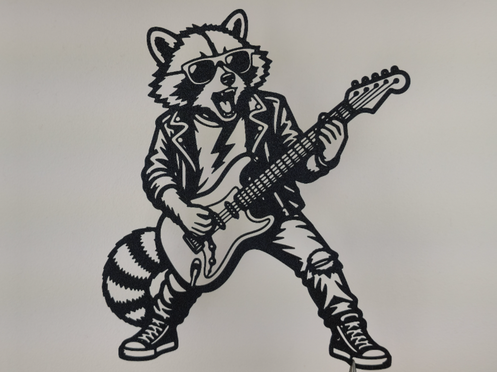 Rockstar-Waschbär Gitarren-Wandkunst Wandbild Wanddeko Wanddekoration Deko