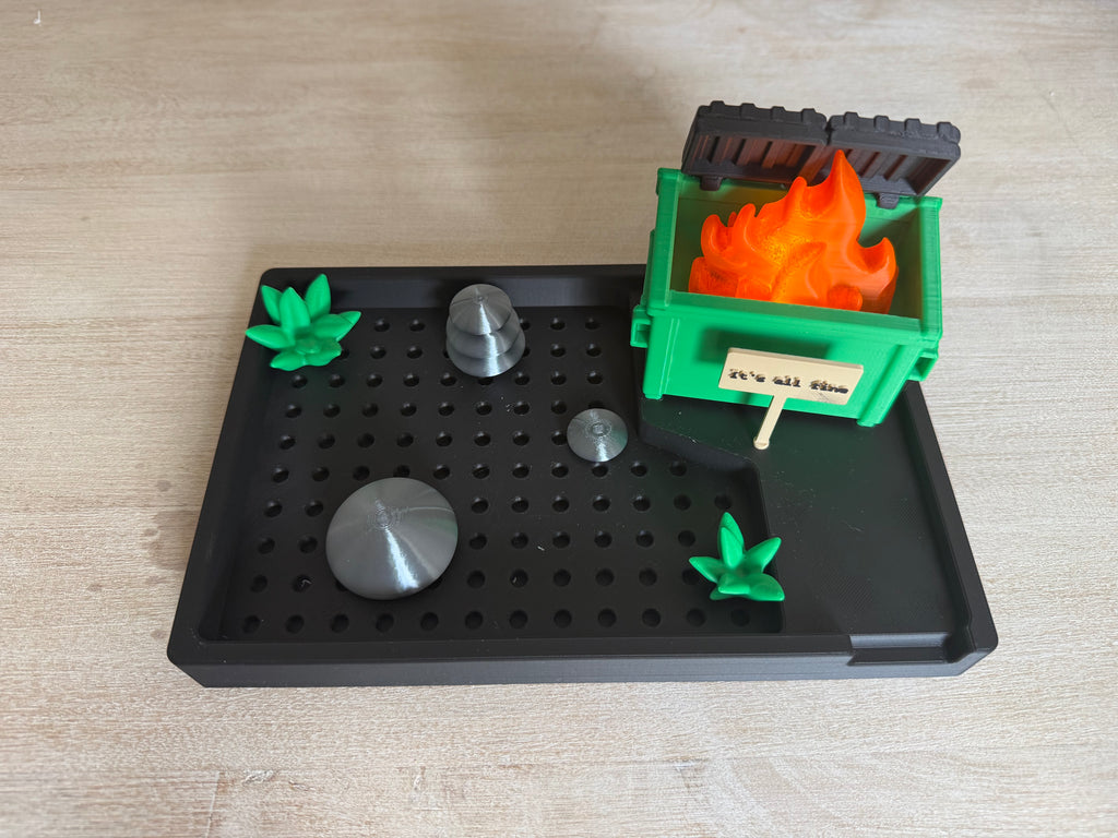 Zen-Garten Müllcontainer mit Teelicht-Feuer