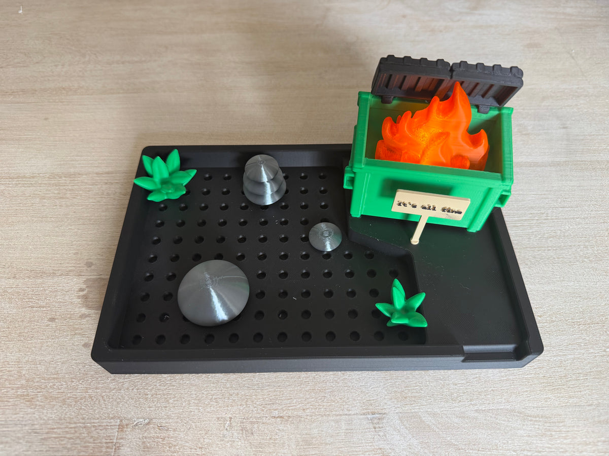 Zen-Garten Müllcontainer mit Teelicht-Feuer