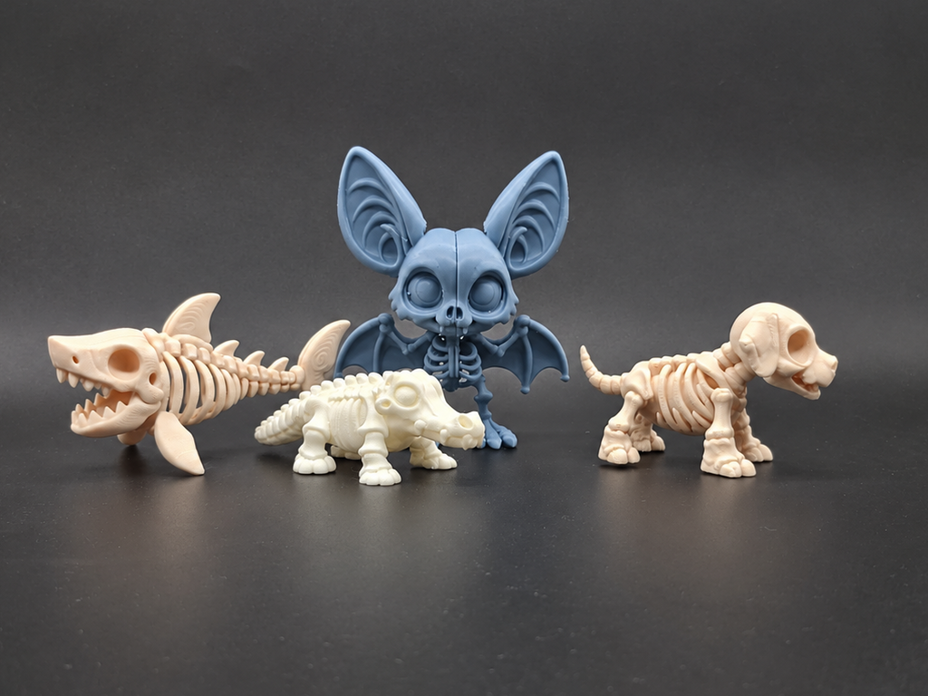 Chibi Skelett Tiere Halloween Set von 4 Figur Deko