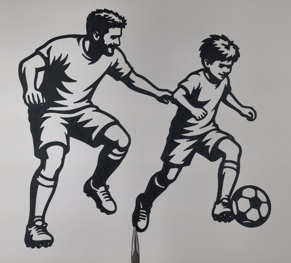 Fußball-Papa trainiert zukünftigen Champion Figur Deko Statue Skulptur