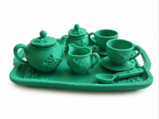 Elegantes viktorianisches Teetablett-Set Puppenhaus Miniatur 1:12 Diorama