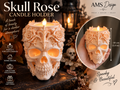 Gotischer Rosen-Totenkopf LED Kerzenhalter Teelichthalter Deko Halloween