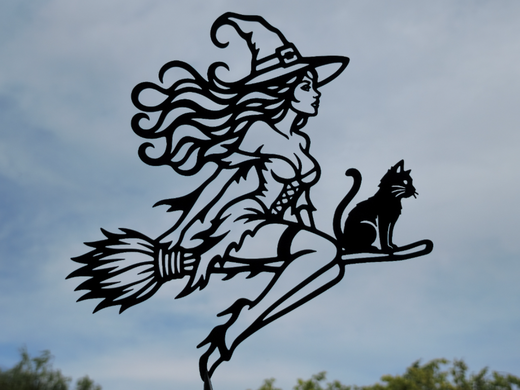 Hexen und schwarze Katze Wandkunst Wandbild Wanddeko Wanddekoration Deko